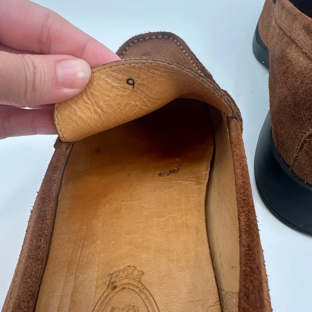 Tods Mens Penny Loafers Brown Suede Leather Shoes Made‎ in Italy Size 9